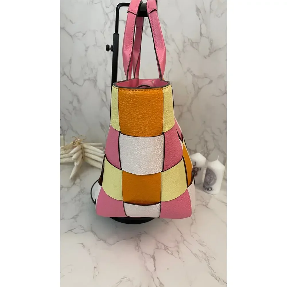 Kate Spade Basket Woven Leather Tote Detachable Crossbody Strap Like New - Picture 6 of 12